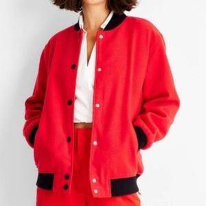 Future Collective Kahlana Barfiels Brown Red bomber jacket